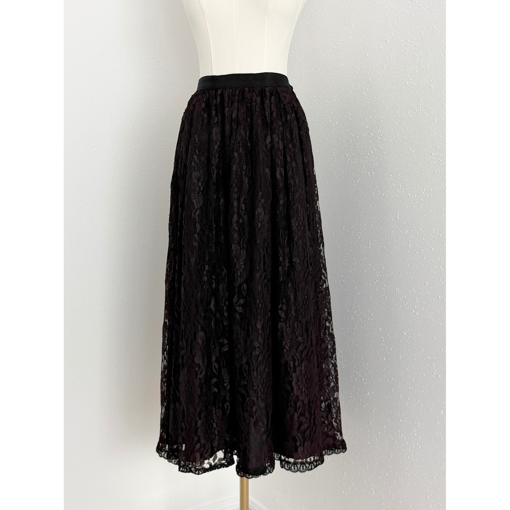 Vintage Dark Plum Lace Maxi Skirt Victorian Inspired Whimsigoth Romantic Goth 10